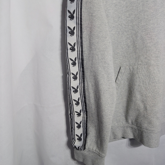 PLAYBOY X Pacsun Sz M Gray and Black Hoodie Sweatshirt with Stripe Accents - Picture 2 of 7